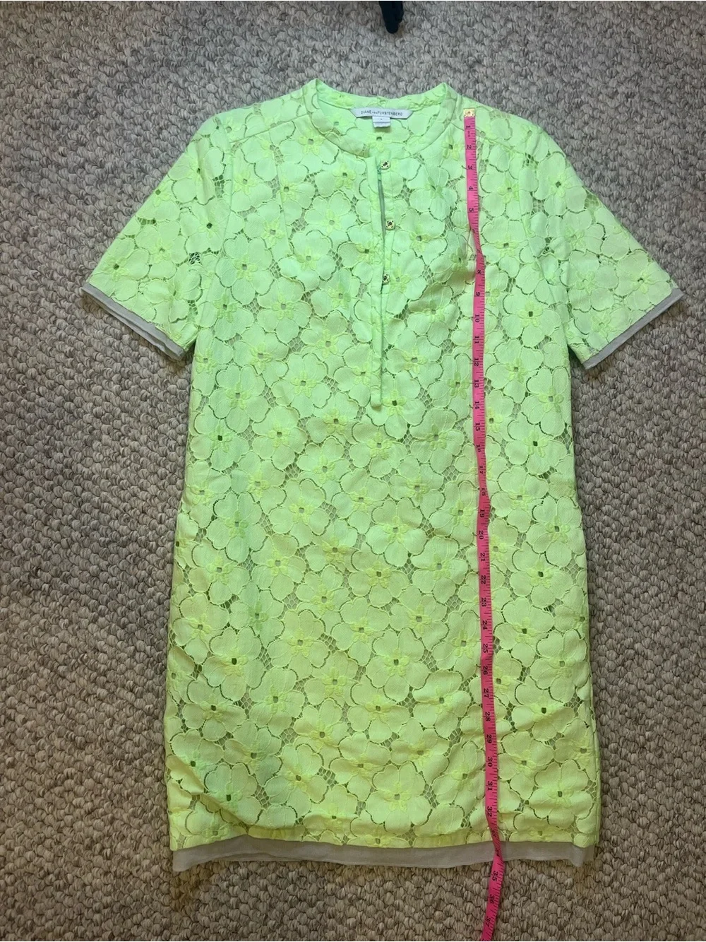 NWOT Diane von Furstenberg Neon Yellow Warner dress- size 6 - Picture 6 of 10